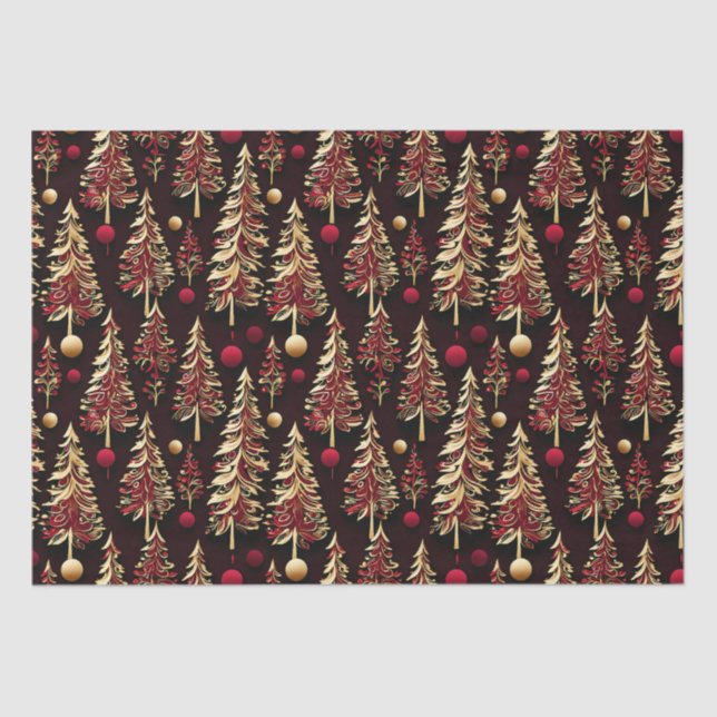 Classy Black, Burgundy und Gold Weihnachtsbaumen Seidenpapier (Vorderseite)
