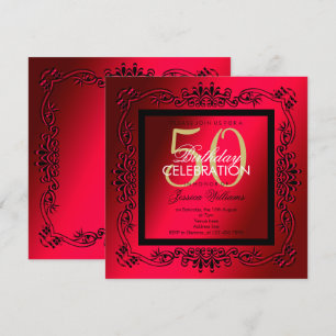 Classy Black & Cerise Women's 50. Geburtstag Einladung