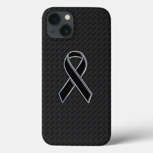 Classy Black Chrome Style Ribbon-Bewusstsein iPhone 13 Hülle