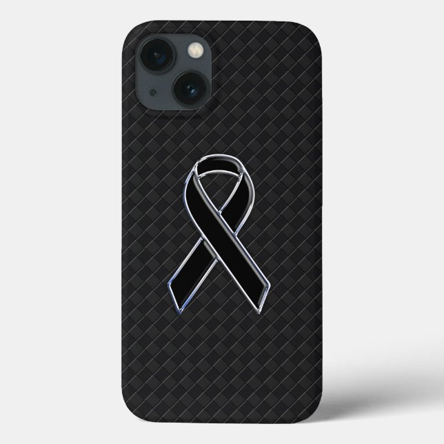 Classy Black Chrome Style Ribbon-Bewusstsein Case-Mate iPhone Hülle (Rückseite)