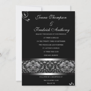 Classy Black Damask Einladung