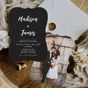 Classy Black Foto Wedding Einladung