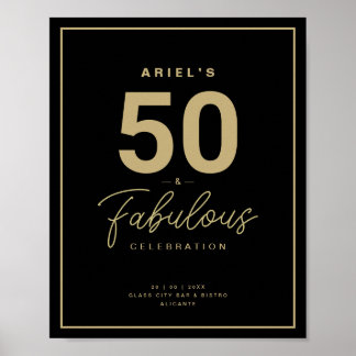 Classy Black & Gold 50 & Fabulous Geburtstagsparty Poster