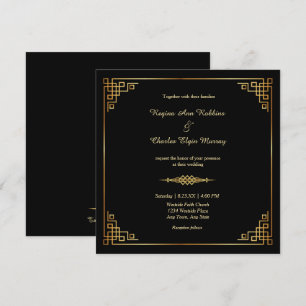Classy Black Gold Frame formale Einladung zur Hoch