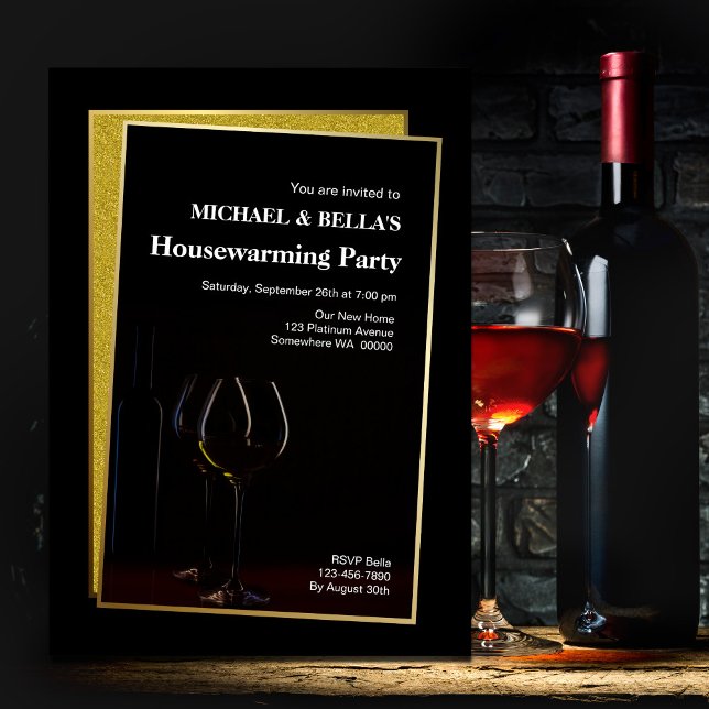 Classy Black Gold Glitzer Housewarming Party (Von Creator hochgeladen)