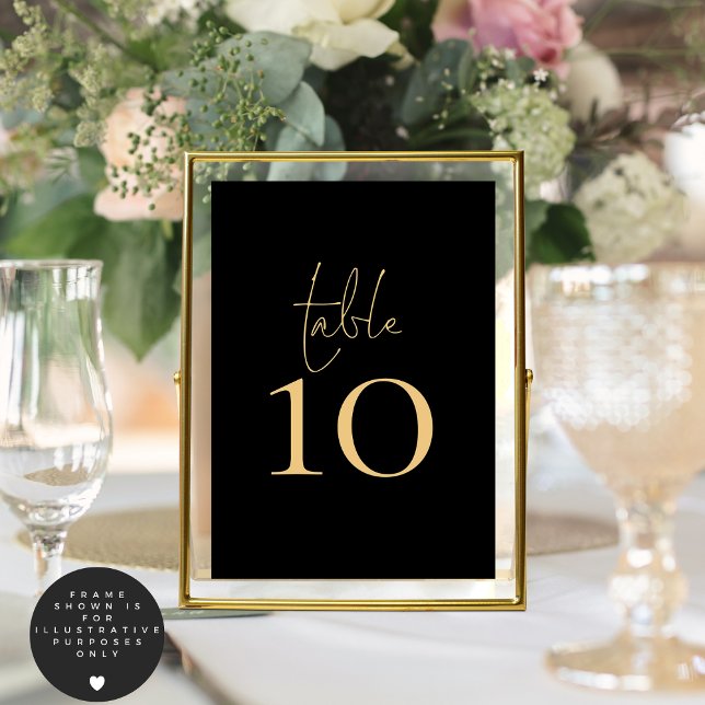 Classy Black Gold Script Wedding Tischnummer (Von Creator hochgeladen)