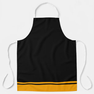 Classy Black Golden Yellow Racing Stripes Hem Schürze