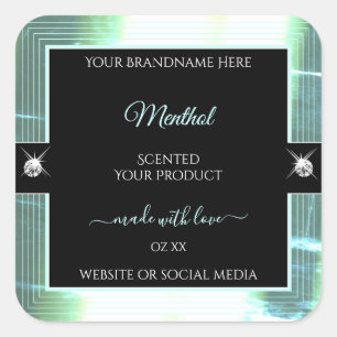 Classy Black Ice Blue Brilliants Produktetikett Quadratischer Aufkleber