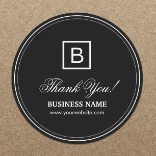 Classy Black Monogram Business Danke Stickers