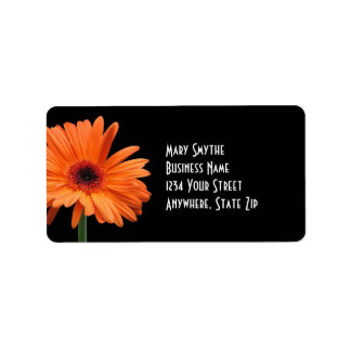 Classy Black & Orange Gerbera Daisy Adressaufkleber