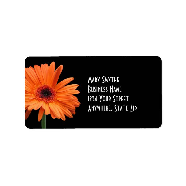 Classy Black & Orange Gerbera Daisy Adressaufkleber (Vorne)