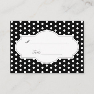 Classy Black Polka Dots Hochzeit Platzkarte