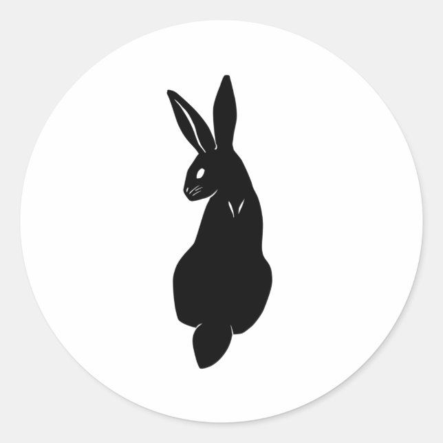 Classy Black Rabbit Silhouette Runder Aufkleber (Vorderseite)