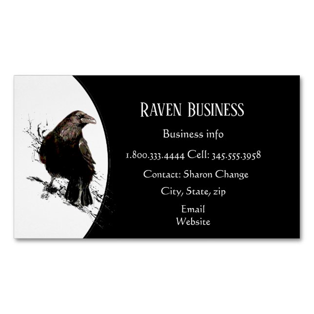 Classy Black Raven Bird Business Service Shop Magnetische Visitenkarte (Vorderseite)