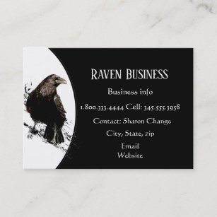 Classy Black Raven Bird Business Service Shop  Visitenkarte