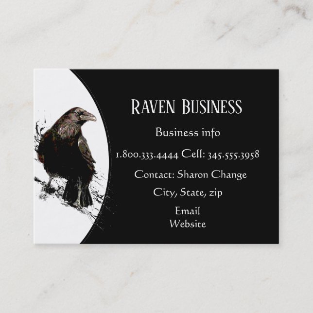 Classy Black Raven Bird Business Service Shop Visitenkarte (Vorderseite)