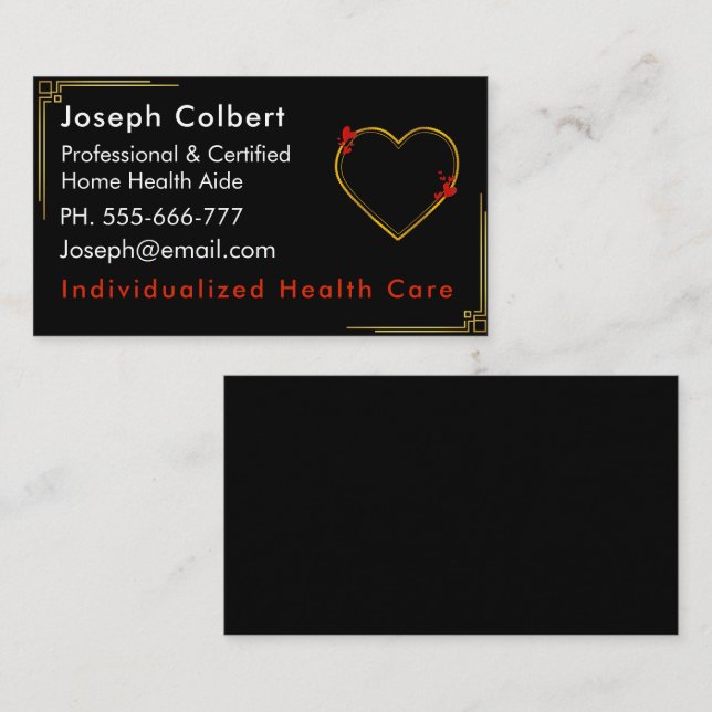 Classy Black Red Golden Border Nurse Visitenkarte (Vorne/Hinten)
