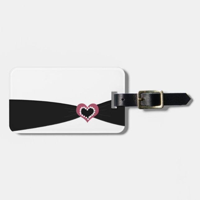 Classy Black Ribbon Gepäckmarke Gepäckanhänger (Vorderseite horizontal)
