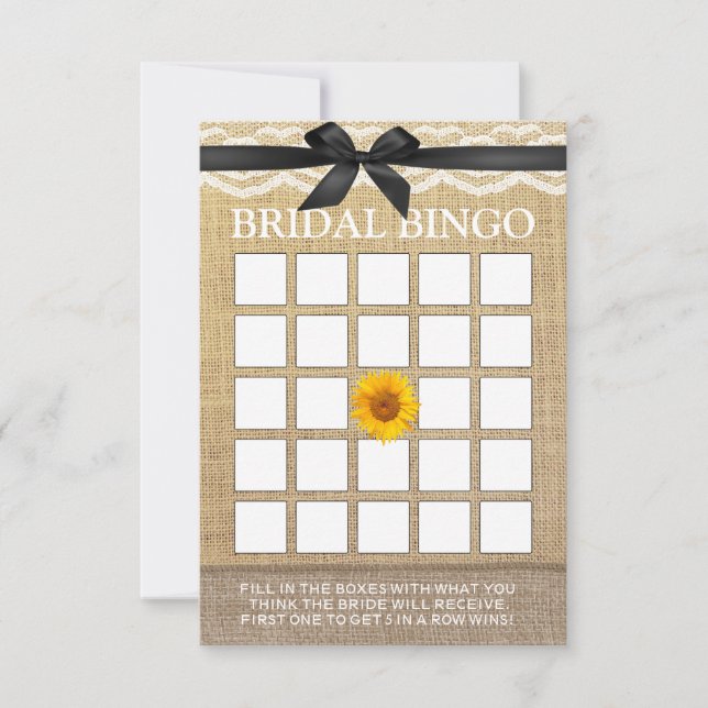Classy Black Ribbon Sonnenblume Burlap Bridal Bing (Vorderseite)