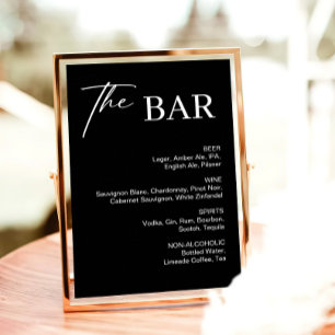 Classy Black Wedding Bar Sign Poster