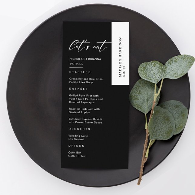 Classy Black Wedding Menükarte (Von Creator hochgeladen)