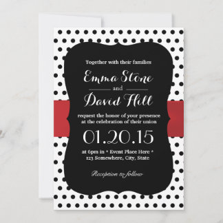 Classy Black & White Polka Dot Wedding Einladung