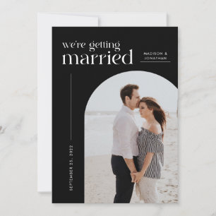 Classy Black Wir werden verheiratet Arch Foto Save The Date