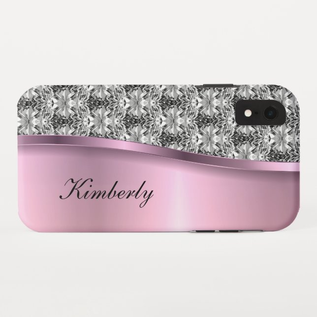 Classy Bling Monogram Rose Gold Design Case-Mate iPhone Hülle (Rückseite (Horizontal))