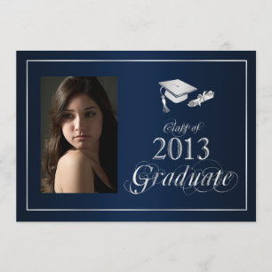 Classy Blue and Silver 2013 Graduate Foto Einladun Einladung
