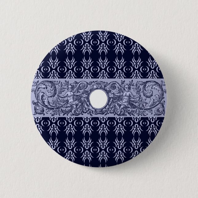Classy Blue Baroque Muster von Leah G - Hubs Button (Vorderseite)