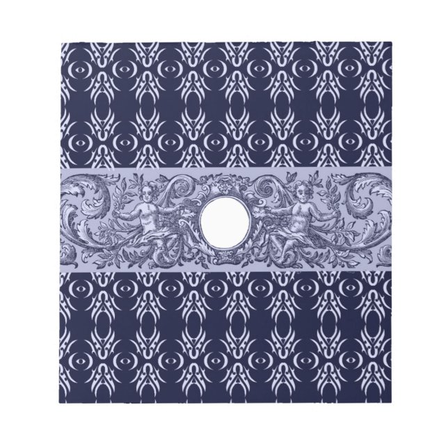 Classy Blue Baroque Muster von Leah G - Hubs Notizblock (Vorderseite)