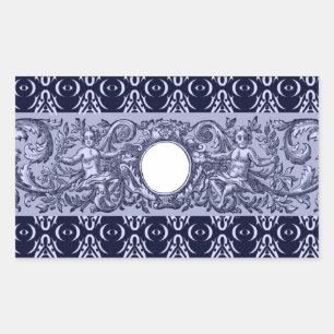 Classy Blue Baroque Muster von Leah G - Hubs Rechteckiger Aufkleber