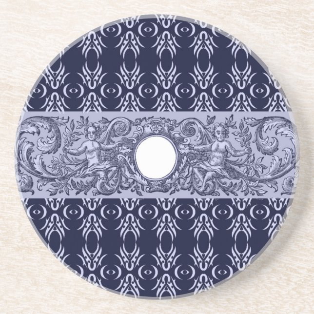 Classy Blue Baroque Muster von Leah G - Hubs Sandstein Untersetzer (Vorne)