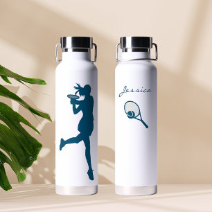 Classy Blue Female Tennis Player Minimalistisch Trinkflasche