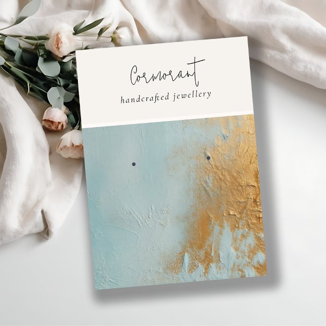 Classy Blue Gold Öl Anstrich Textur Ohrring Holder Visitenkarte (Von Creator hochgeladen)