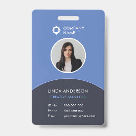 Classy Blue Gray Foto ID Company Logo Ausweis