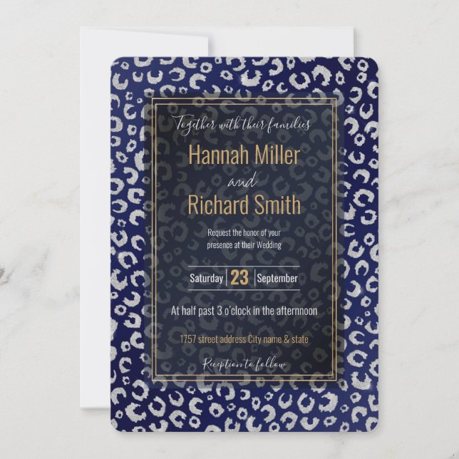 Classy Blue Silver Glitzer Leopard Animal Print (Vorderseite)