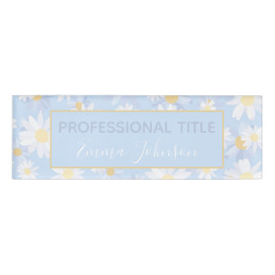 Classy Blue White Daisy Blume Namenschild