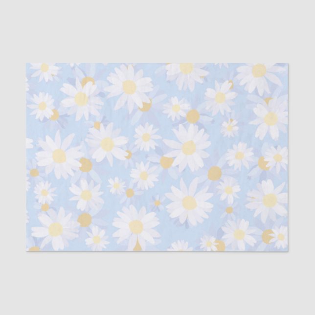 Classy Blue White Daisy Blume Seidenpapier (Vorderseite)