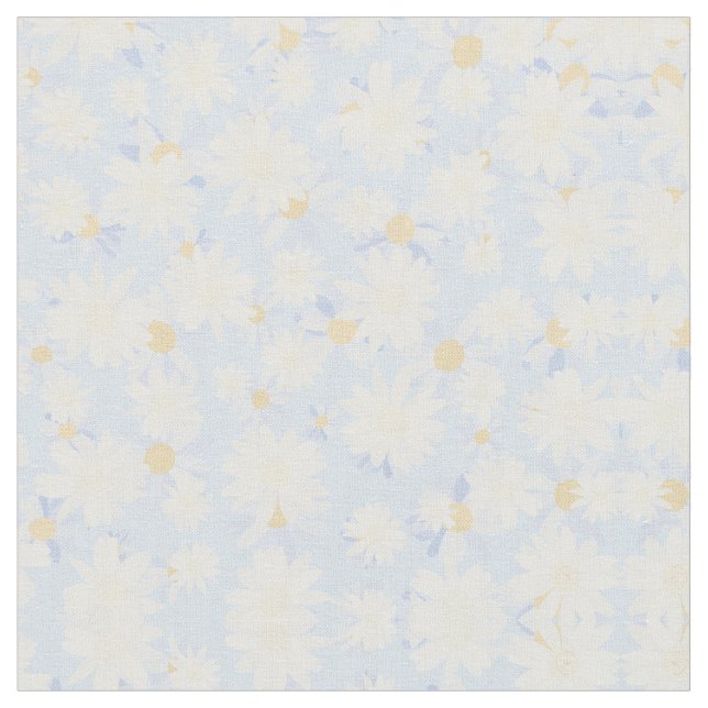 Classy Blue White Daisy Blume Stoff (Nahaufnahme)