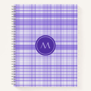 Classy Blue White Kariert Monogram Notizbuch