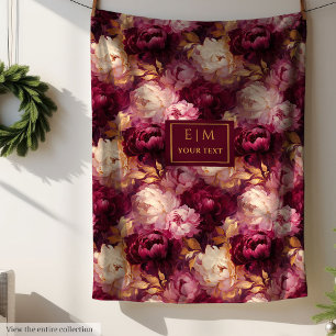 Classy Blush Burgundy Gold Personalisiert Boho Thr Fleecedecke