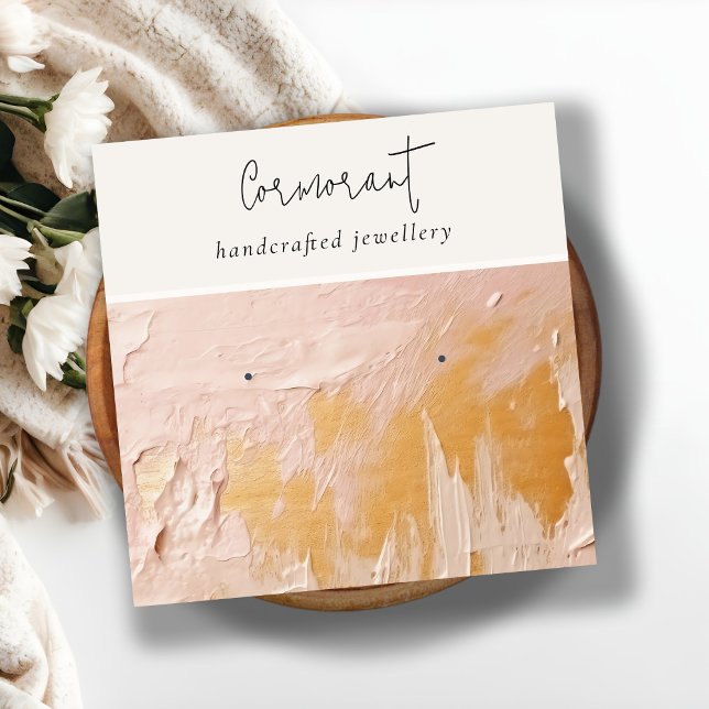 Classy Blush Gold Ölpaint Texture Ohrring Holder Quadratische Visitenkarte (Von Creator hochgeladen)