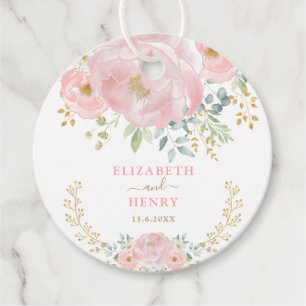 Classy Blush Pink Gold Blume Peony Wedding Geschenkanhänger