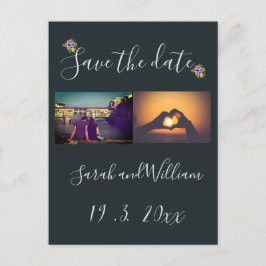 Classy Boho Chic florale Marine Hochzeit Ankündigungspostkarte