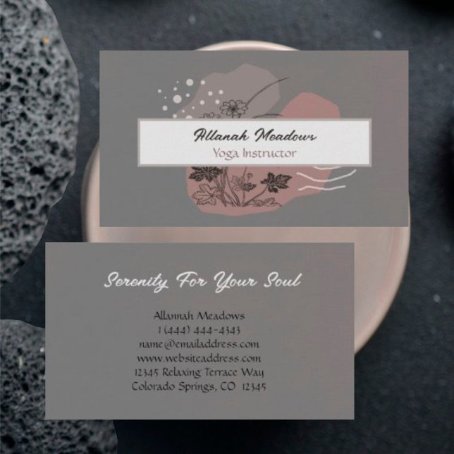 Classy Boho Linen Look Meditative Business Card Visitenkarte (Von Creator hochgeladen)