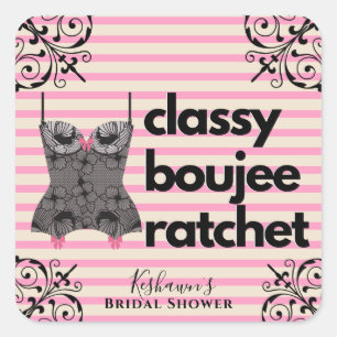 Classy Boujee Ratchet   Rosa und schwarze Fingerie Quadratischer Aufkleber