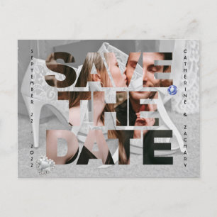 Classy Bridal Shoe Diamond Heart Sapphire Wedding Postkarte