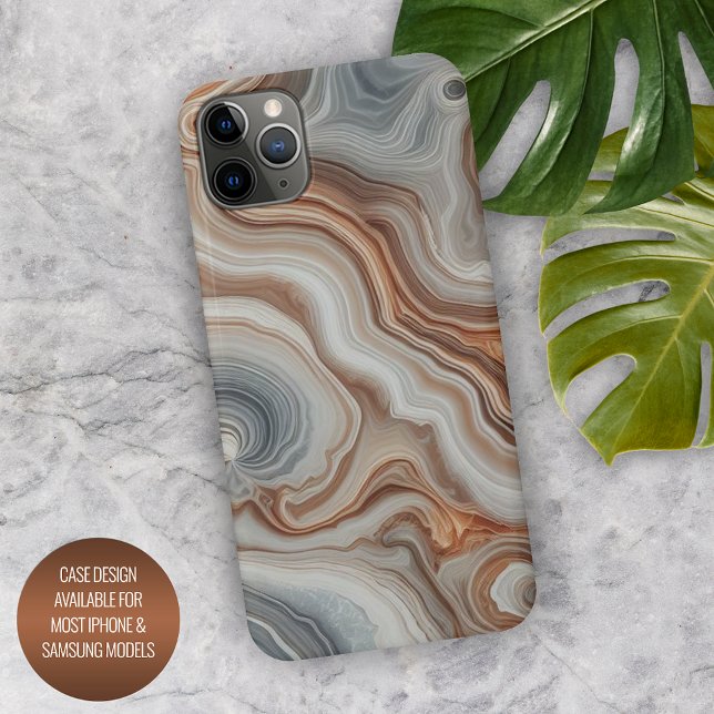 Classy Brown Beige Amber Gray Quartz Agate Pattern iPhone Hülle (Von Creator hochgeladen)