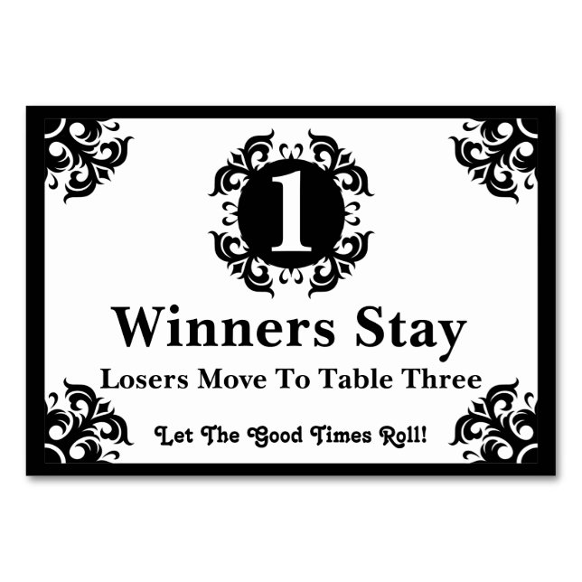 Classy Bunco Table Card #1 Tischnummer (Vorderseite)